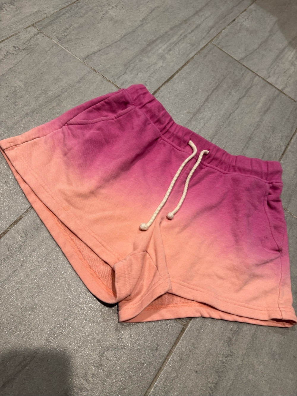 Lou & Grey LOFT Pink Orange Ombre Lounge Fleece Shorts Pockets Size Small
